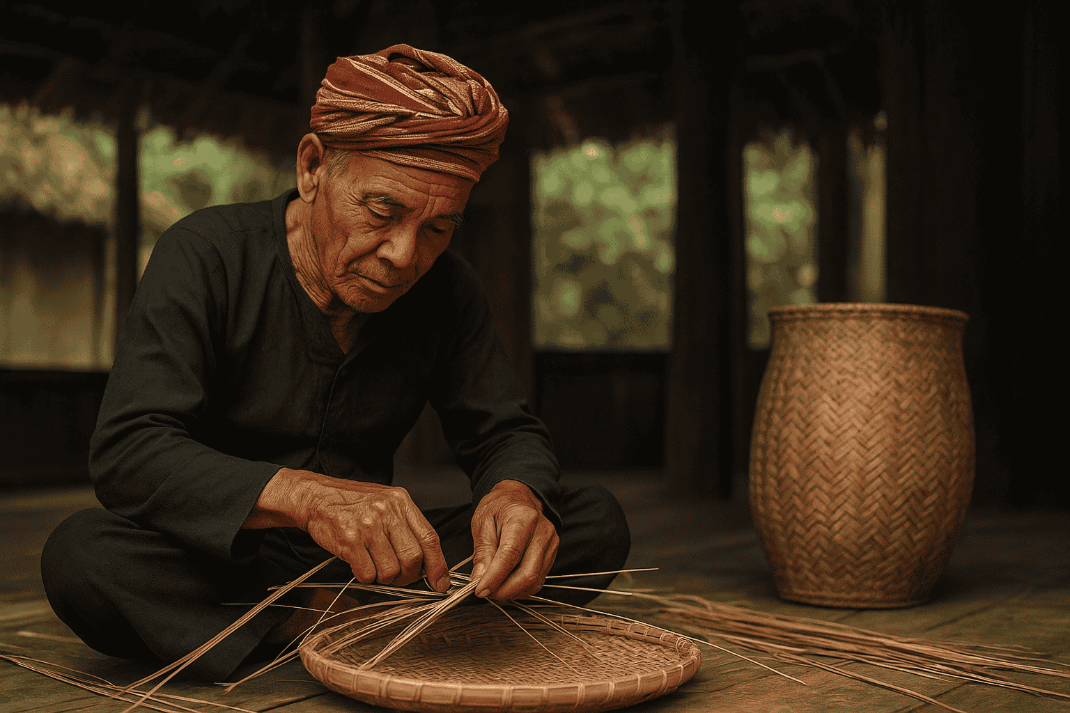 Visiting the Tay Ho craft village in Hue to admire the traditional Vietnamese conical hat-making